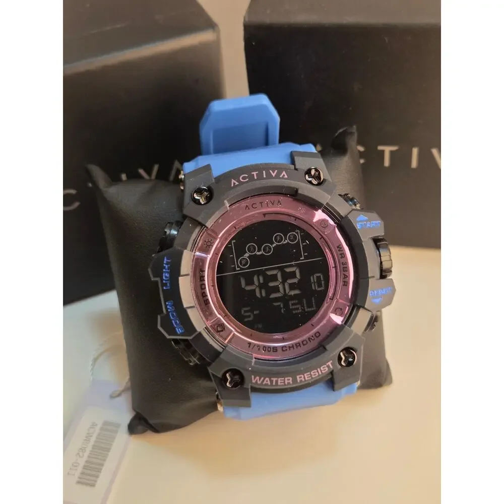 Activa X Invicta ACW8082-011 Digital shock Sport Watch Blue Pink 50mm New NIB